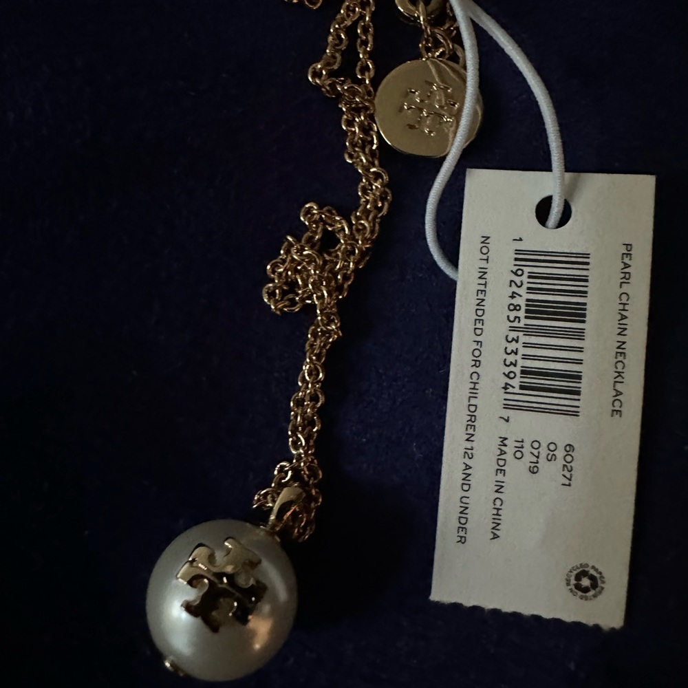 Tory Burch Gold and White Pearl Necklace